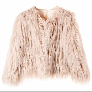 Posh light pink faux-fur jacket